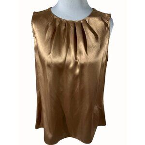 Jones New York Womens Bronze Sleeveless Keyhole Satin Finish Blouse NEW Size 12